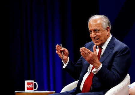 U.S. envoy for peace in Afghanistan Zalmay Khalilzad speaks during a debate at Tolo TV channel in Kabul, Afghanistan April 28, 2019. REUTERS/Omar Sobhani