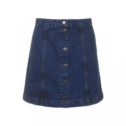 Button-Front Denim Skirt