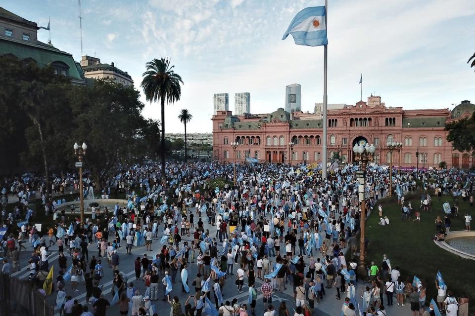 La manifestación en Plaza de Mayo desde el aire