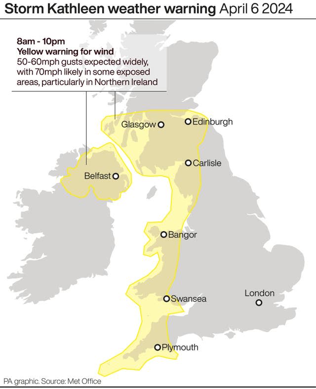 Storm Kathleen weather warning