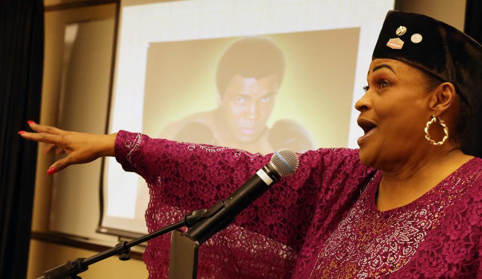 Khalilah Camacho-Ali, Muhammad Ali's ex-wife, visited the Brockton Public Library on Saturday, March 4, 2023.