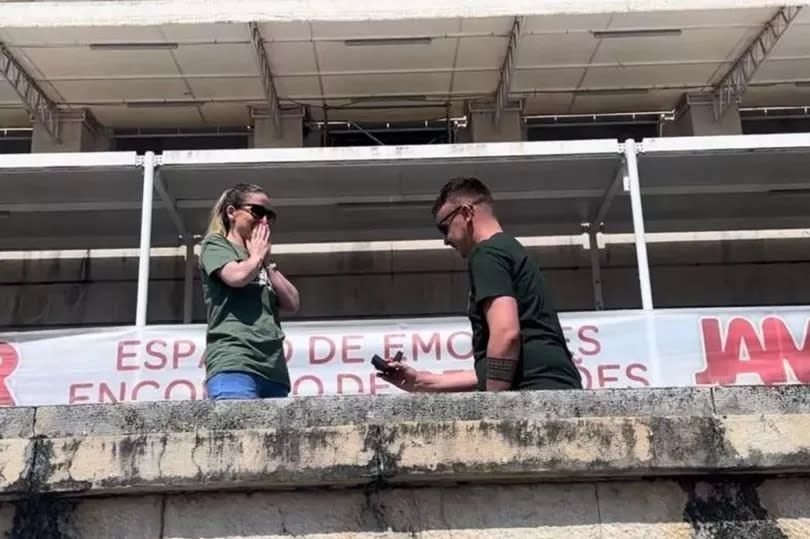 Aaron and Heather visited the stadium on holiday last month.