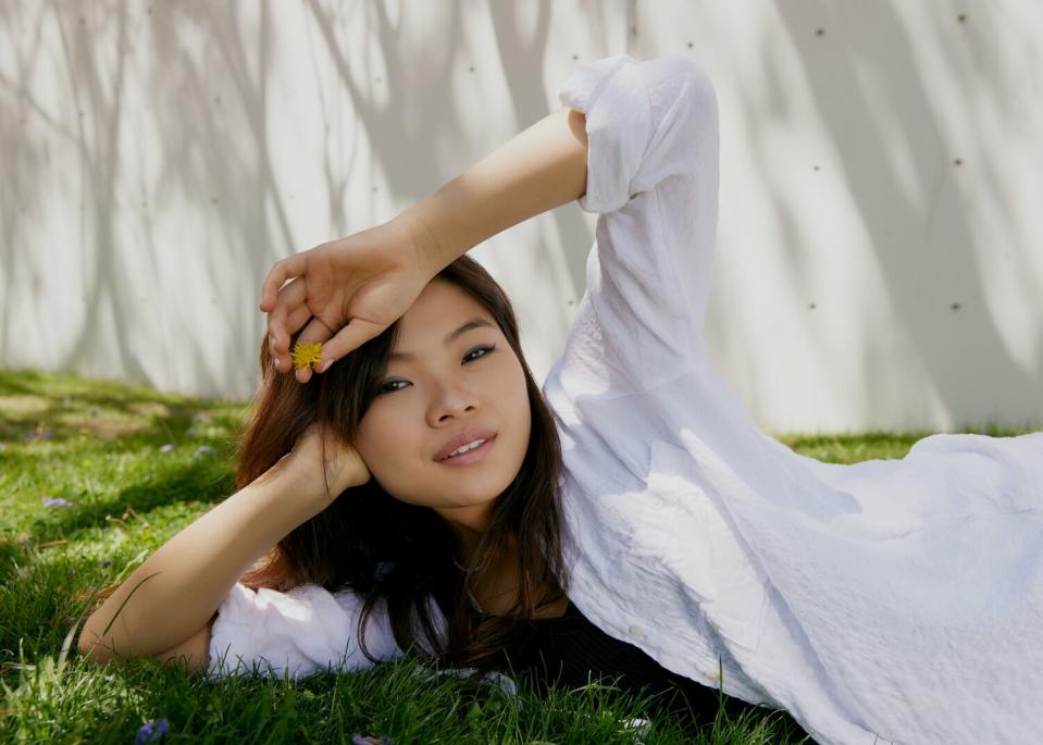 Miya Cech photographed in Little Tokyo. Cech, 15, stars in her first lead role in "Marvelous and the Black Hole."