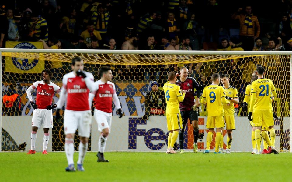 Arsenal have work to do in the home leg at the Emirates after losing in Belarus and having Alexandre Lacazette sent off - REUTERS