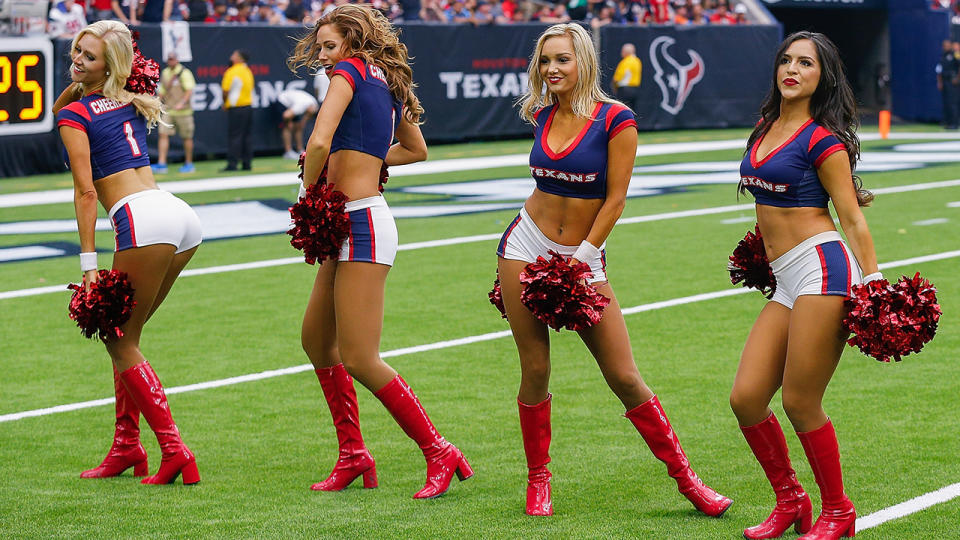 Houston Texans Cheerleaders perform during the game against the Tennessee Titans at NRG Stadium on October 1, 2017 in Houston, Texas. (Photo by Bob Levey/Getty Images)
