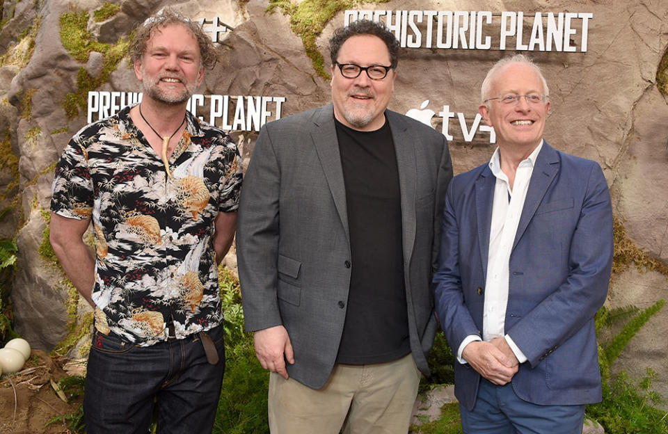 Tim Walker, Jon Favreau, and Mike Gunton - Credit: Gregg DeGuire/Getty Images