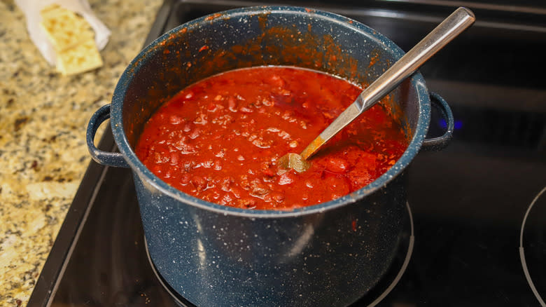 pot of chili on stove