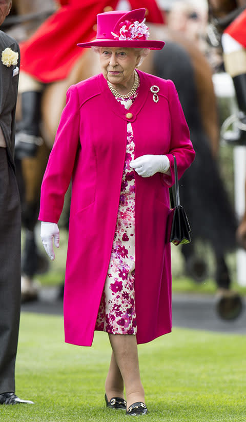 Queen Elizabeth II,glowed in a bright pink coat and floral dress at Royal  Windsor Cup Polo , 24 Jun 2019🌸 #queen #queenelizabeth #eliz