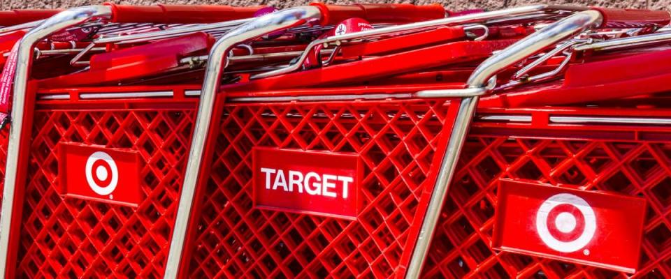 Indianapolis - Circa August 2016: Target Retail Store Baskets. Target Sells Home Goods, Clothing and Electronics VI