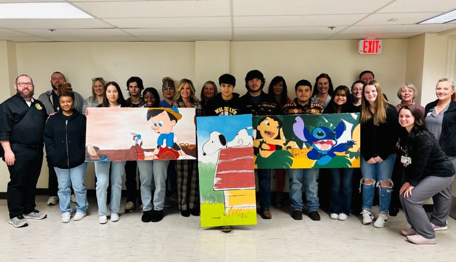 Winona High School Students and they art pieces, courtesy of UT Health Tyler