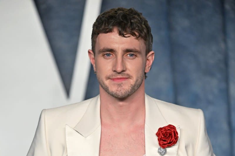 Paul Mescal arrives for the Vanity Fair Oscar Party at the Wallis Annenberg Center for the Performing Arts in Beverly Hills, Calif., in 2023. File Photo by Chris Chew/UPI