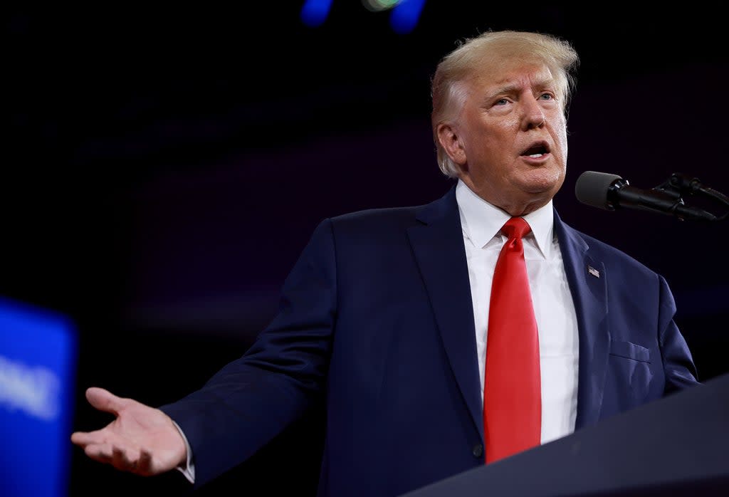 Former US President Donald Trump speaks during the Conservative Political Action Conference (CPAC) in Orlando, Florida (Getty Images)