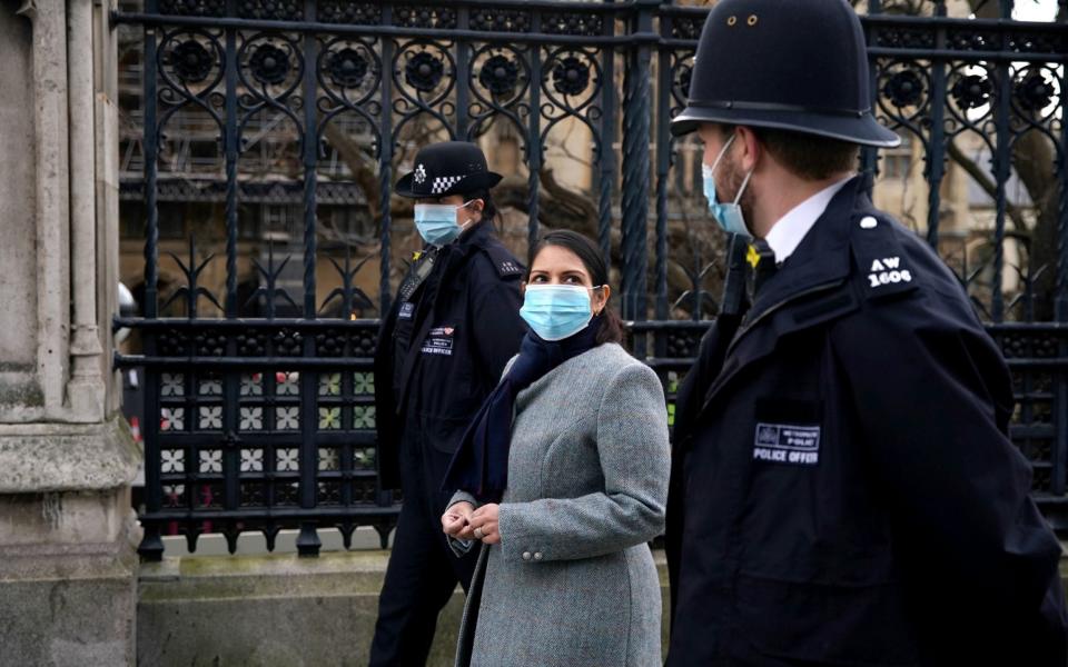 Home Secretary Priti Patel told Tory supporters that she argued for the UK border to be shut to international visitors in March when the pandemic first emerged.  - PA