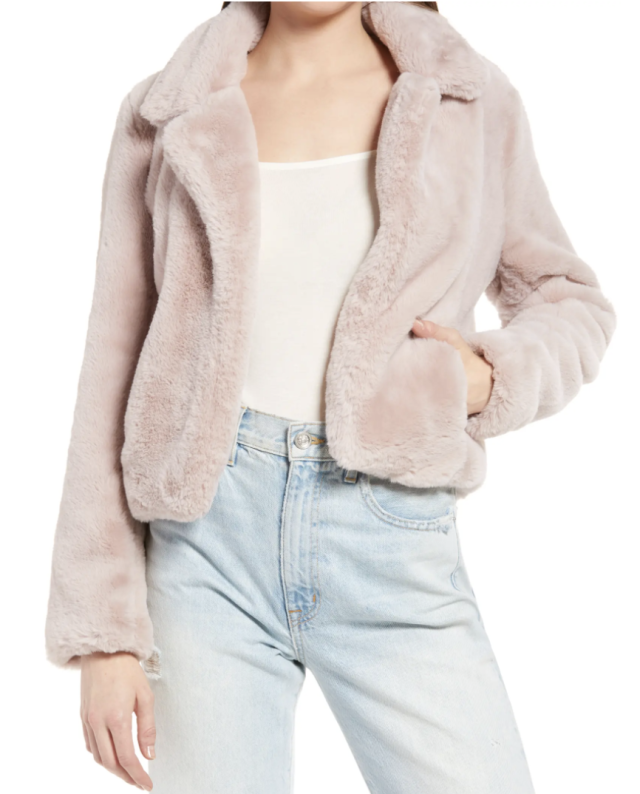 BLANKNYC Cropped Faux Fur Jacket