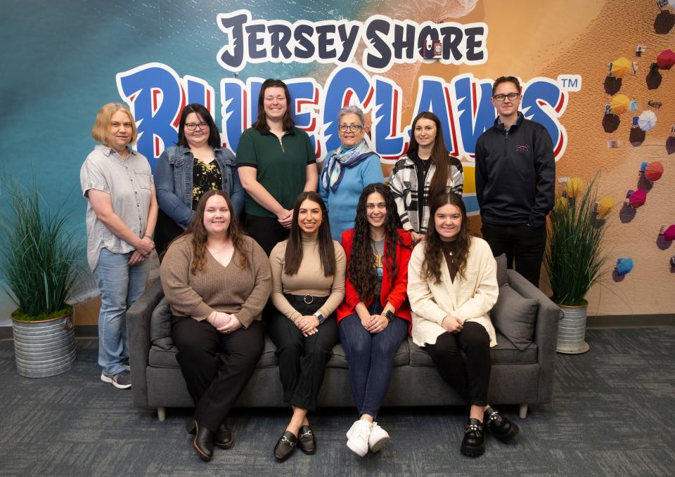 Top row, left to right: Rachael Paton, Jamie Wagner, Angela DiNunzio, Jane Rogers, Kaitlyn Kerrigan, and Taylor Pietrangelo. Bottom row: Suzanne Jackson, Amanda Biscardi, Gianna Fiocco, and Danielle Britton. The Jersey Shore BlueClaws has numerous women working within the organization. Their jobs vary from marketing to ticket sales to food services and everything in between making the success of the organization possible.  
Lakewood, NJ
Wednesday, March 20, 2024