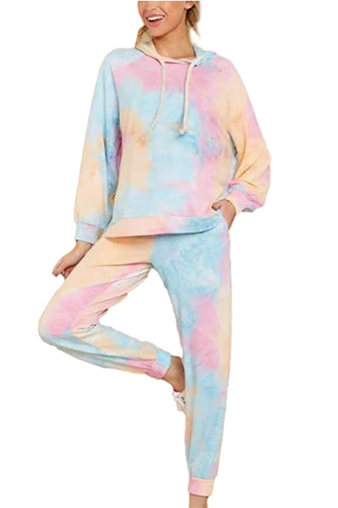 tie dye sweat set, rainbow hoodie and sweat pants combo, tie dye sweats