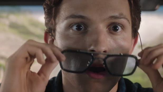 spider-man far from home trailer peter wears tony's glasses