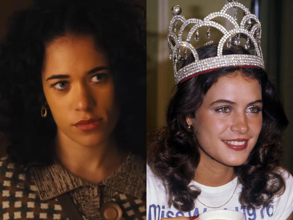 a side-by-side picture of Umi Myers in "Bob Marley: One Love" and the real Cindy Breakspeare.