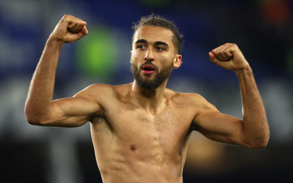 Everton's Dominic Calvert-Lewin celebrates after the match