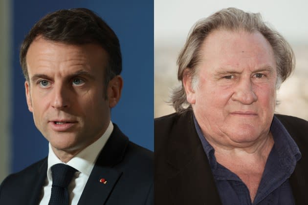 Macron-defends-Depardieu - Credit: Jean Catuffe/Getty Images; Francois G. Durand/Getty Images