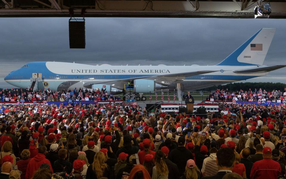 Donald Trump holds a campaign rally at MBS International Airport  - RENA LAVERTY/EPA-EFE/Shutterstock