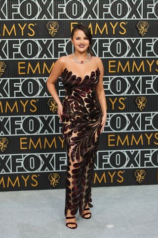 <p>Getty Images</p> Selena Gomez on the Emmys carpet