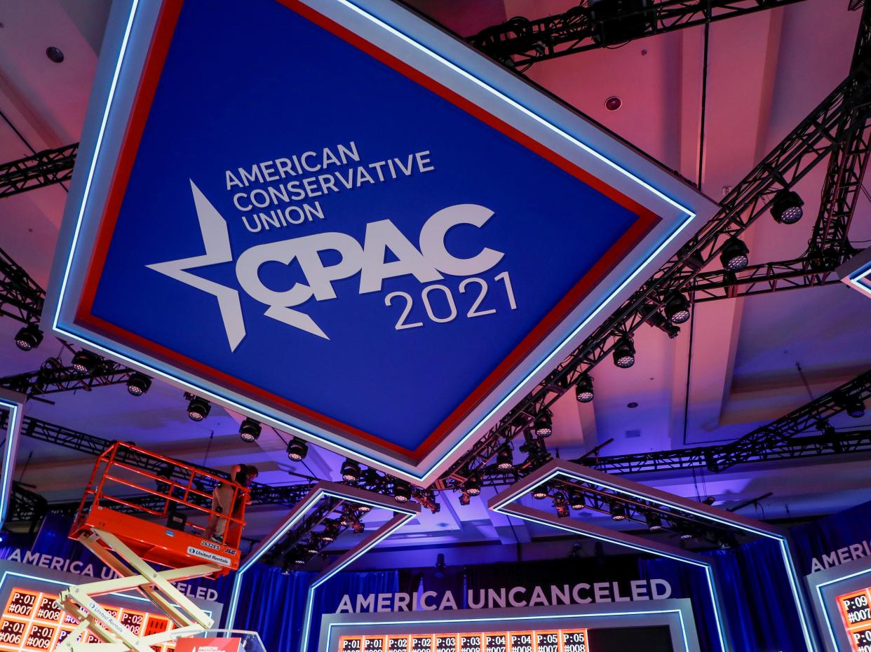 <p>Stage design at the CPAC conference has been compared to Nazi symbol</p> (REUTERS)