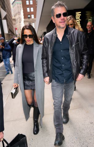 <p>Gilbert Flores/WWD via Getty</p> Luciana Barroso and Matt Damon