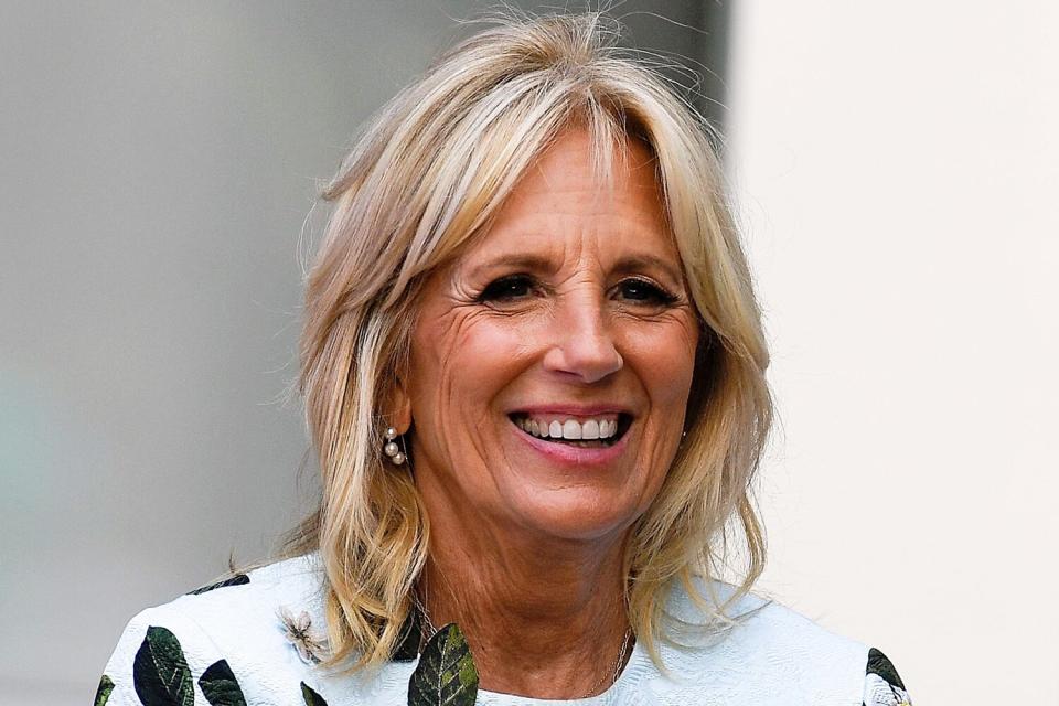 U.S. first lady Jill Biden attends a rally for Democratic Senate candidate Rep. Val Demings (D-FL) and Florida Gubernatorial candidate Rep. Charlie Crist (D-FL) on October 15, 2022 in Orlando, Florida. The first lady is traversing the country in the final weeks before the midterm elections visiting Tennessee, Wisconsin, Georgia and Florida.