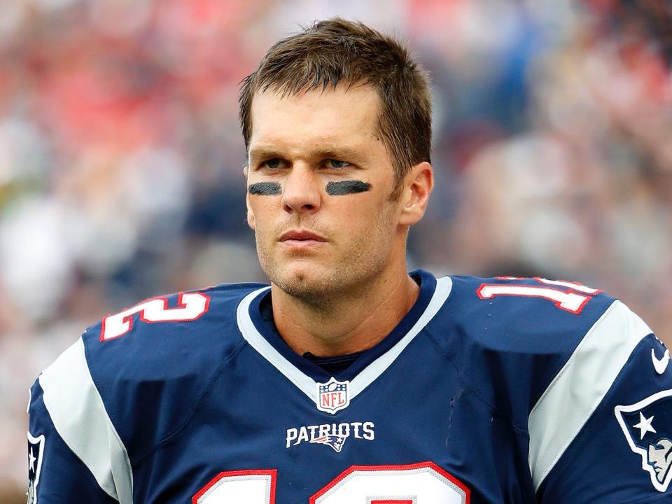 Tom Brady scowls during a Patriots game in 2016.