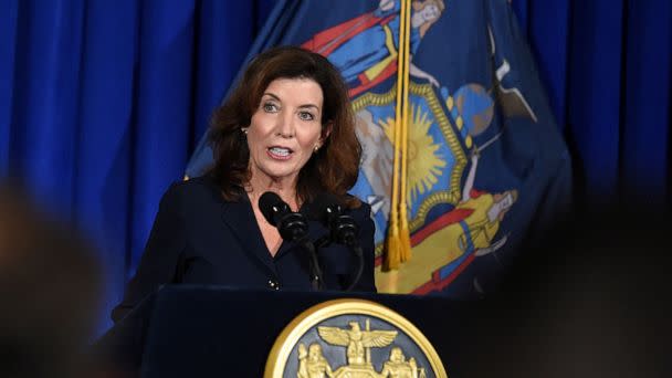 FILE PHOTO: New York Lieutenant Governor Kathy Hochul speaks during a news conference in Albany, New York, U.S., August 11, 2021.  REUTERS/Cindy Schultz/File Photo (Cindy Schultz/Reuters)