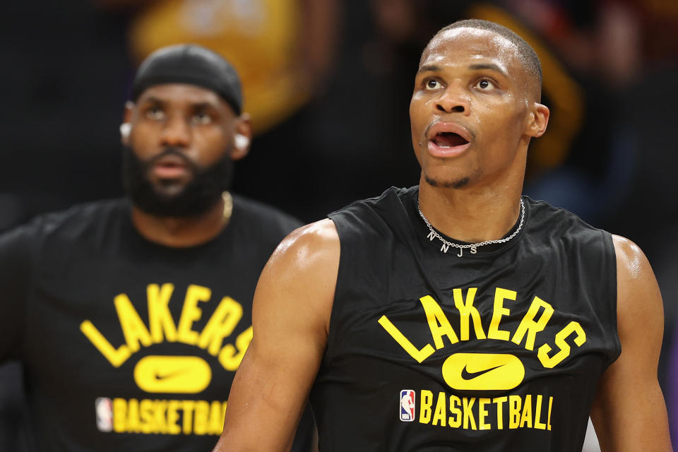 The Lakers acquired Russell Westbrook to help LeBron James' championship hopes from fading. (Christian Petersen/Getty Images)