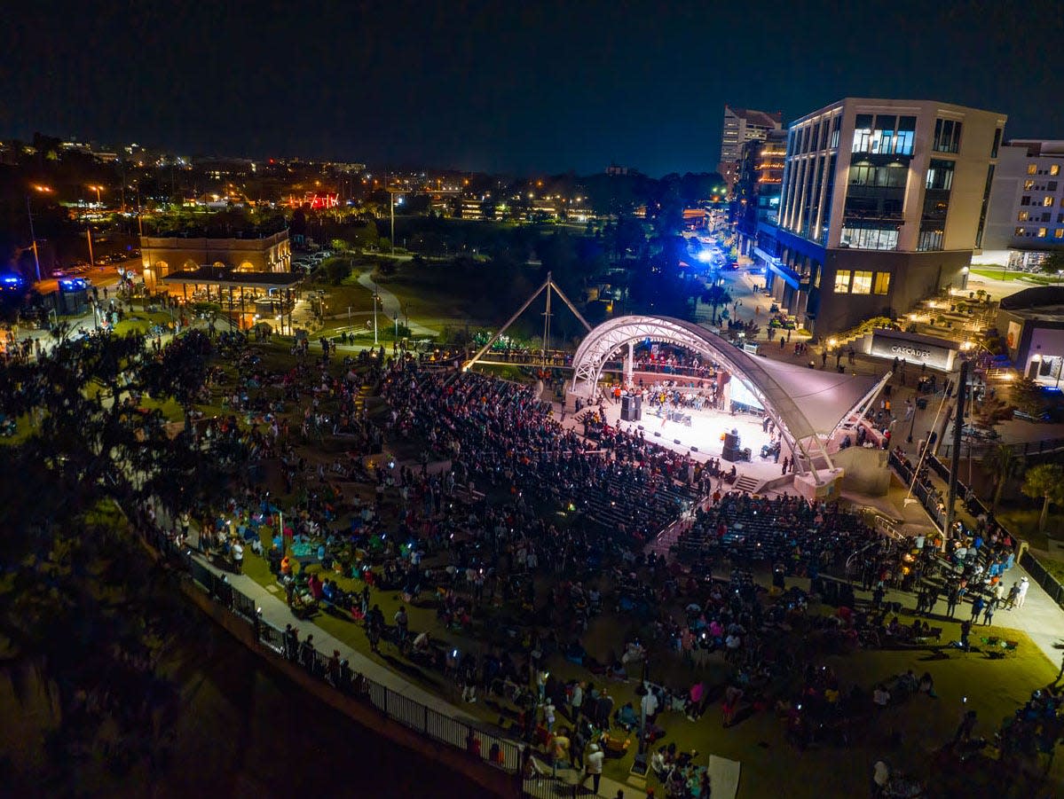 An aerial view of the 50 Years of Hip Hop concert Nov. 10 at Cascades Park.