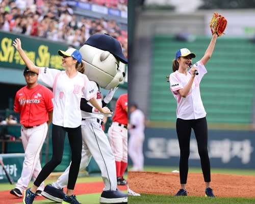 Miranda Kerr Throws First Pitch at Doosan Bears Game!: Photo