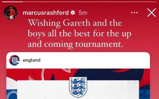 Marcus Rashford Instagram message after being left out of the England squad