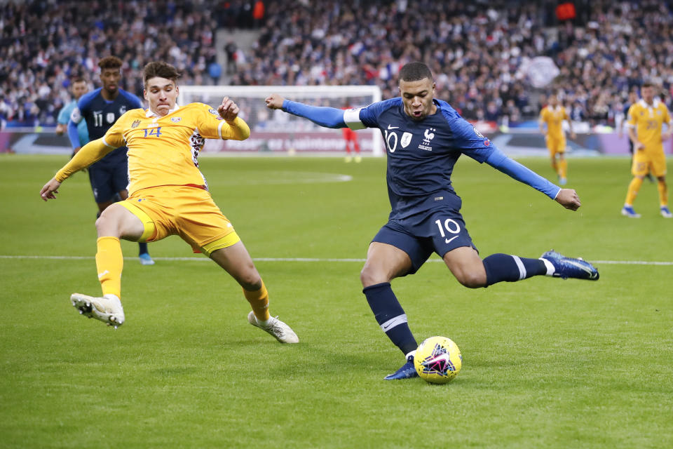 Mbappe in action for France. (Photo by Catherine Steenkeste/Getty Images)