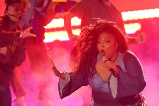 US singer Lizzo -- seen performing at the 2019 MTV Movie & TV Awards in Santa Monica in June 2019 -- could unleash a big performance on Grammys night
