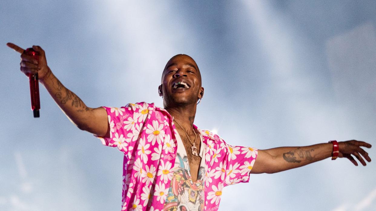 MIAMI GARDENS, FLORIDA - JULY 22: Rapper Kid Cudi performs onstage during day one of Rolling Loud Miami 2022 at Hard Rock Stadium on July 22, 2022 in Miami Gardens, Florida. (Photo by Jason Koerner/Getty Images)