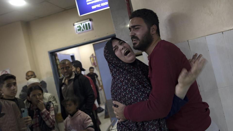 PHOTO: A Palestinian mother reacts at Nasser Hospital in Khan Yunis, southern Gaza Strip, Dec. 27, 2023, after receiving news of her son's death following Israeli air strikes. (Haitham Imad/EPA-EFE/Shutterstock)