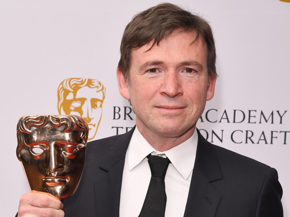 David Nicholls with his Bafta for 'Patrick Melrose'Rex Features