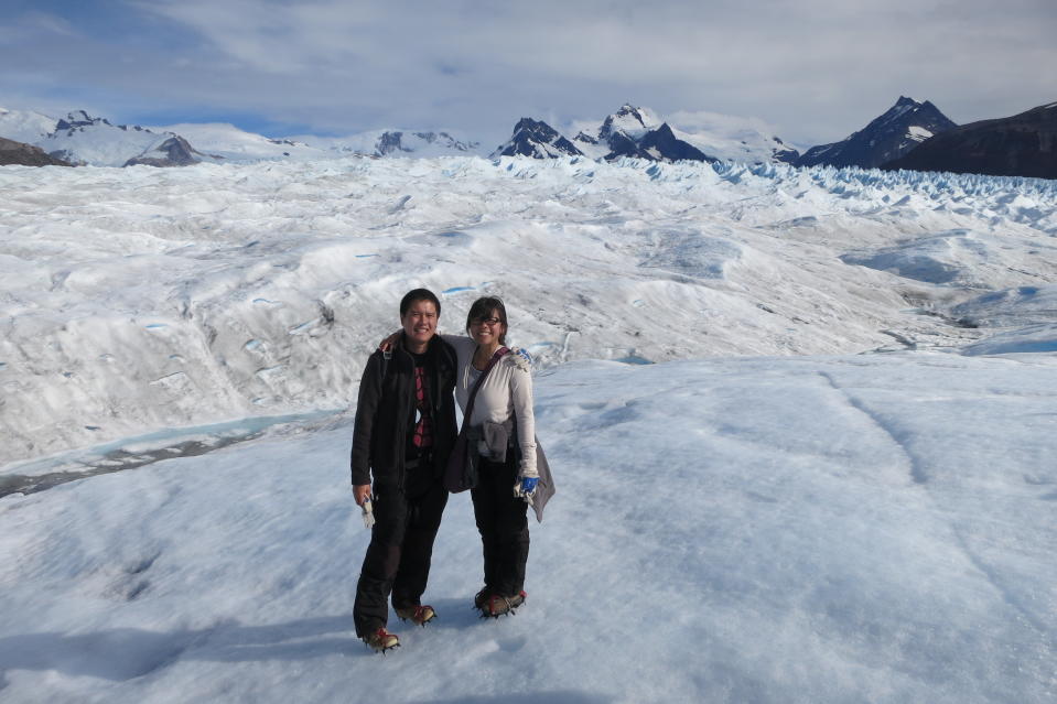 Us hiking Big Ice in the Perito Moreno National Park in Argentina