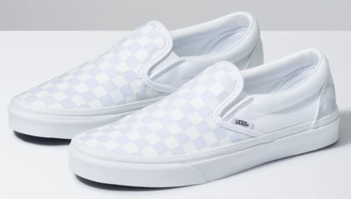 White checkerboard Vans Slip-On sneakers. - Credit: Courtesy of Vans