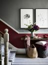 <p>Bring together a glorious medley of raspberry, mulberry and blackcurrant shades for a chic and cosy scheme. Paired with a classic grey stripe carpet runner, this hallway is the ultimate recipe for an inviting space. </p>