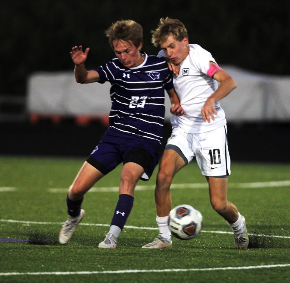 Moeller senior Bradley Poppell (10) paces the offense for the 21-0 Crusaders.