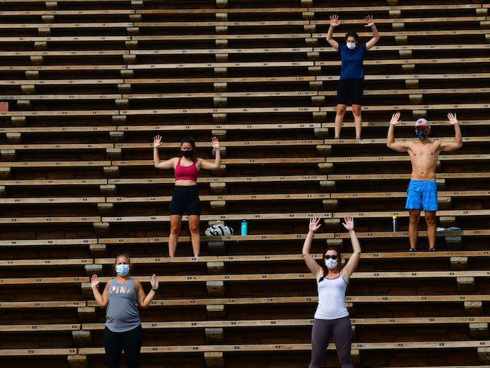 social distanced yoga