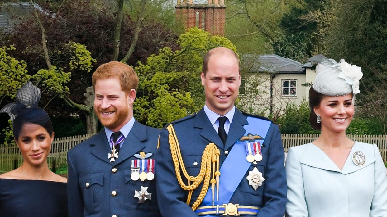 harry and Meghan and william and kate outside Frogmore