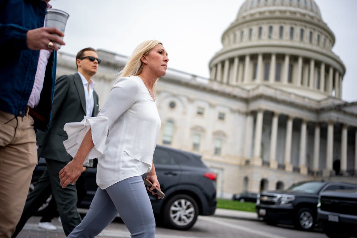 Marjorie Taylor Greene departs Capitol Hill following a vote on Friday (Getty Images)