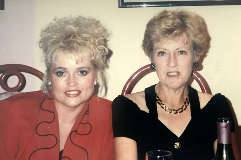 Wendy Speakes (right) pictured on the hen night of her daughter Tracey Speakes in 1993 -Credit:Speakes family / SWNS
