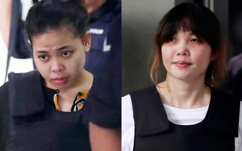 The two year ordeal of the two women accused of murdering Kim Jong Nam is now over - Credit: Daniel Chen/AP
