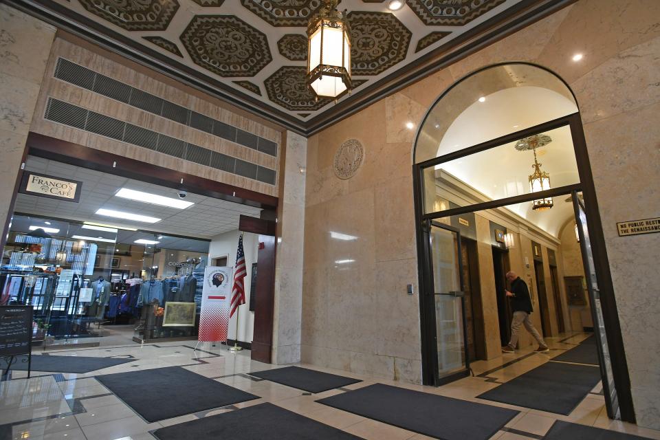 The lobby of the Renaissance Centre, 1001 State Street in downtown Erie. When it opened in 1928, the 14-story office building was called the Erie Trust Building, later renamed the G. Daniel Baldwin Building and now the Renaissance Centre. It is still Erie's tallest building.